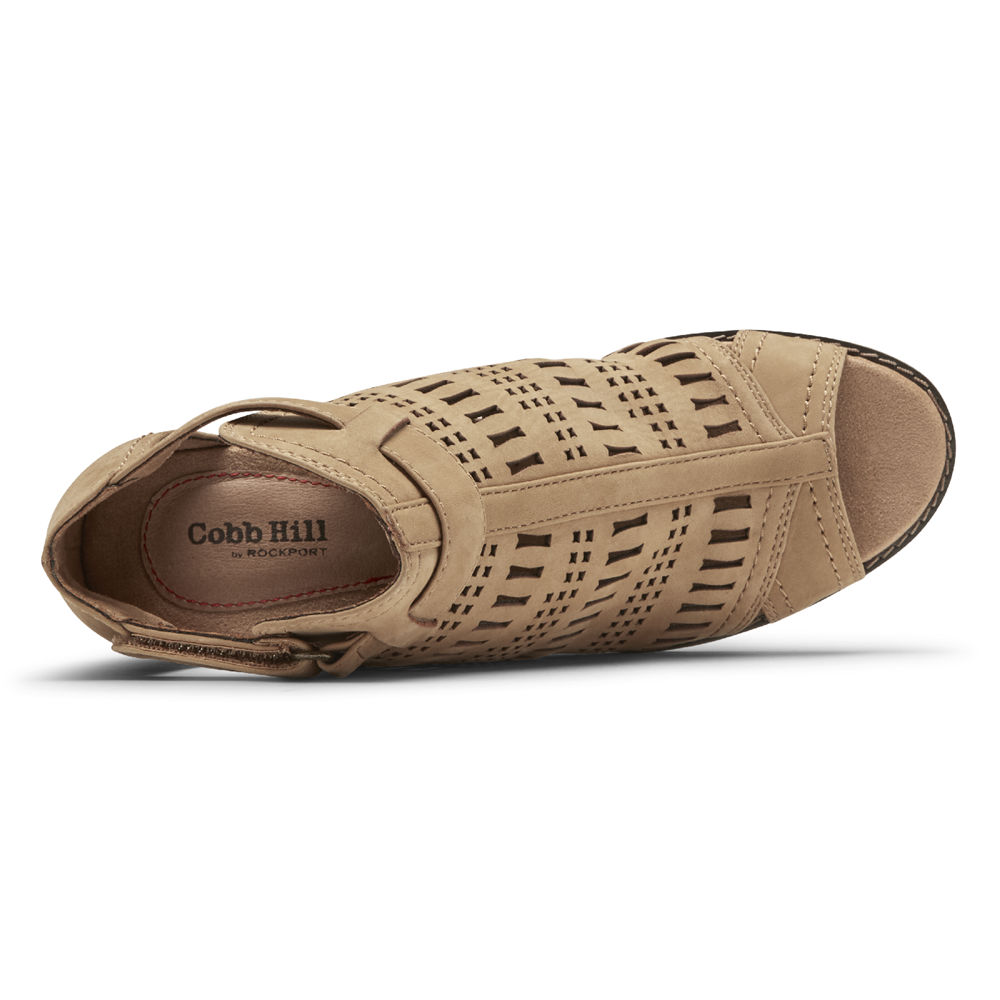 Botines Rockport Mujer Mexico - Cobb Hill Lucinda Perforated Kaki - MCFVG6432